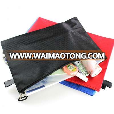 Double sided zippers pockets folder bag A4 waterproof bags for document