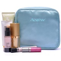 custom foaming satin cosmetic bag with embroidery logo makeup zipper bag wholesale