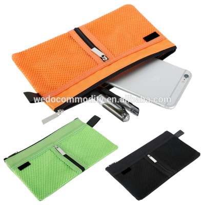 Multi function Mesh zipper pen bag wholesale custom pen bags for school and office