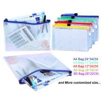 A3,B4,A4,B5,A5,A6,B6 plastic clear file folder wholesale custom mesh document bag with zipper for documents and receipt