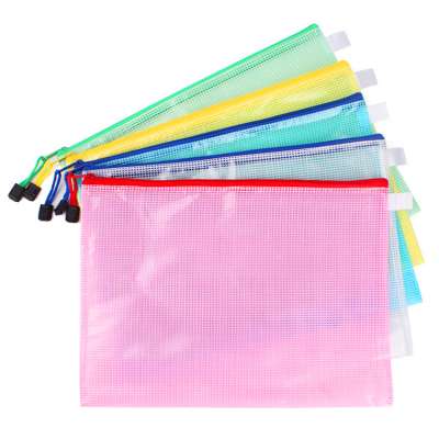 A3,A4,A5,B4,B5,B6,B8 file folder clear mesh bag printed logo document folder with zipper