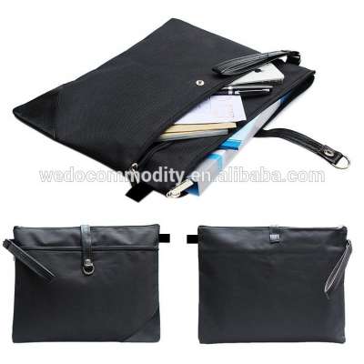 custom men's document bag waterproof A4 file zipper bag with button