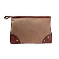 Wholesale canvas cosmetic bag cover studs leather plain makeup bag