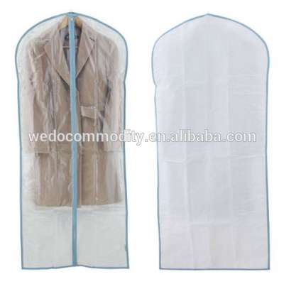 Front only clear transparent plastic zipper garment bag